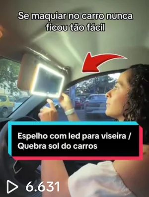 Vídeo de 7 segundos do espelho com LED para viseira do carro