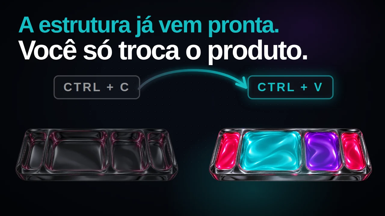 A estrutura já vem pronta. Você só troca o produto.
